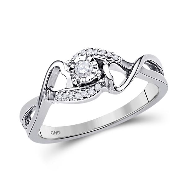 Diamond Heart Ring 1/8 Cttw 10kt White Gold