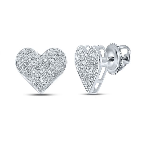 Diamond Heart Cluster Earrings 1/4 Cttw Sterling Silver