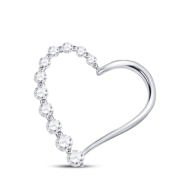 Diamond Journey Heart Pendant 1/5 Cttw 10kt White Gold