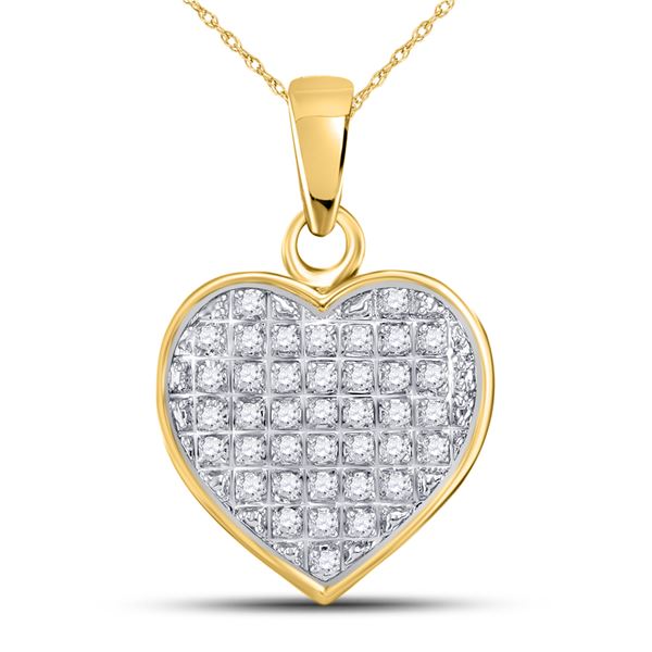 Diamond Heart Cluster Pendant 1/10 Cttw 10kt Yellow Gold