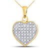 Image 1 : Diamond Heart Cluster Pendant 1/10 Cttw 10kt Yellow Gold