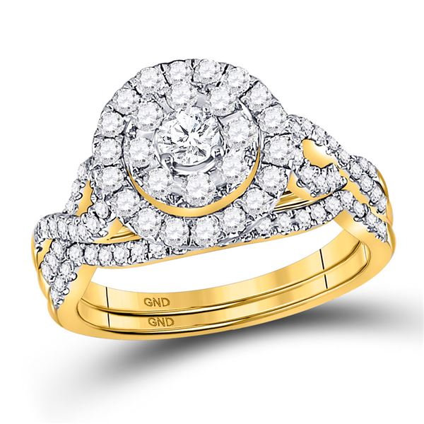 Diamond Bridal Wedding Ring Band Set 1 Cttw 14kt Yellow Gold