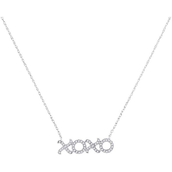 Diamond XOXO Hugs Kisses Letter Pendant Necklace 1/6 Cttw 10kt White Gold