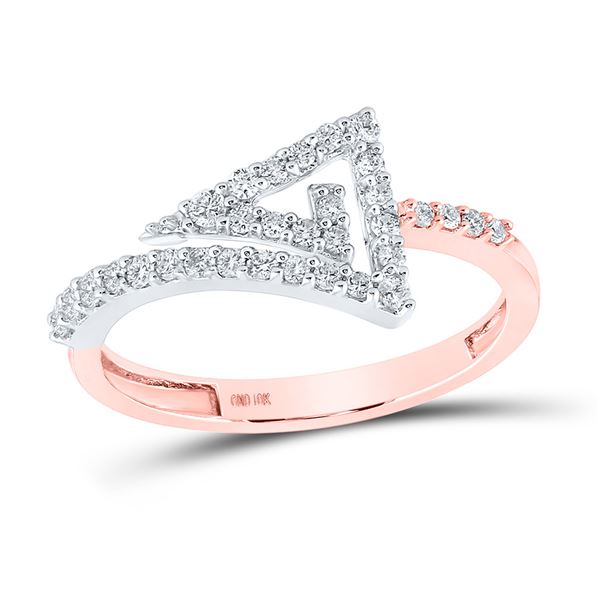 Diamond Triangle Ring 1/3 Cttw 10kt Two-tone Gold