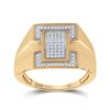 Image 1 : Mens Diamond Cluster Ring 1/4 Cttw 10kt Yellow Gold