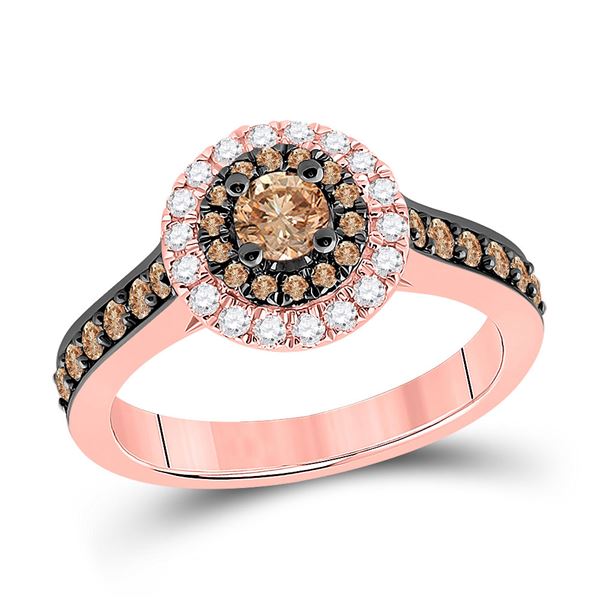 Brown Diamond Solitaire Bridal Wedding Engagement Ring 7/8 Cttw 14kt Rose Gold