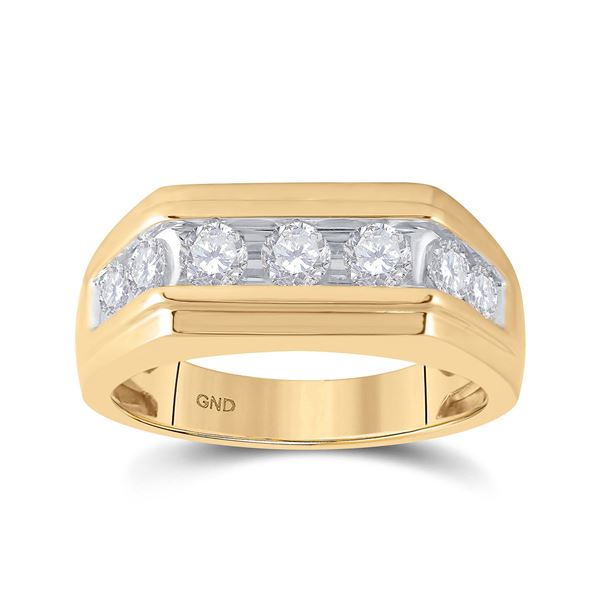 Mens Diamond Flat Top Band Ring 1 Cttw 10kt Yellow Gold