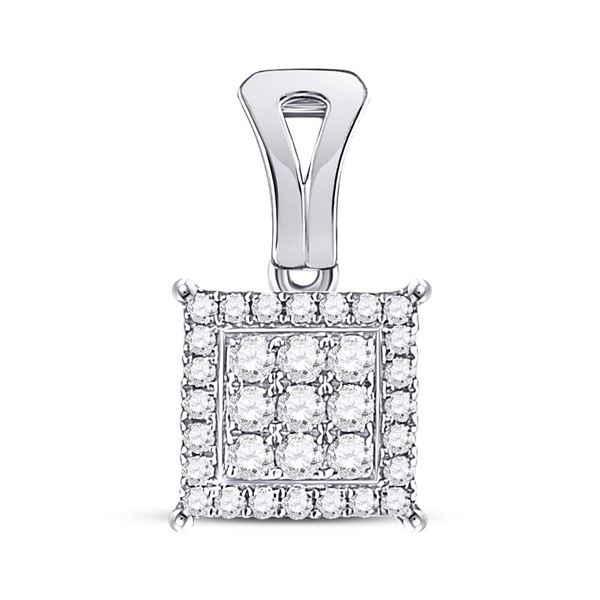 Diamond Square Cluster Pendant 1/2 Cttw 14kt White Gold