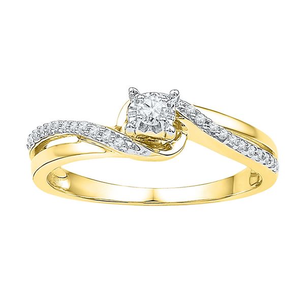 Diamond Solitaire Bridal Wedding Engagement Ring 1/8 Cttw 10kt Yellow Gold