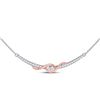 Image 1 : Diamond Curved Bar 2-stone Necklace 1/2 Cttw 14kt Two-tone Gold