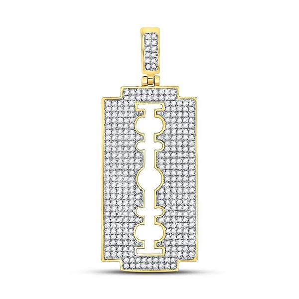 Mens Diamond Razor Blade Charm Pendant 1 Cttw 10kt Yellow Gold