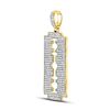 Image 2 : Mens Diamond Razor Blade Charm Pendant 1 Cttw 10kt Yellow Gold