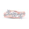 Image 2 : Diamond Flower Star Band Ring 1/3 Cttw 10kt Rose Gold