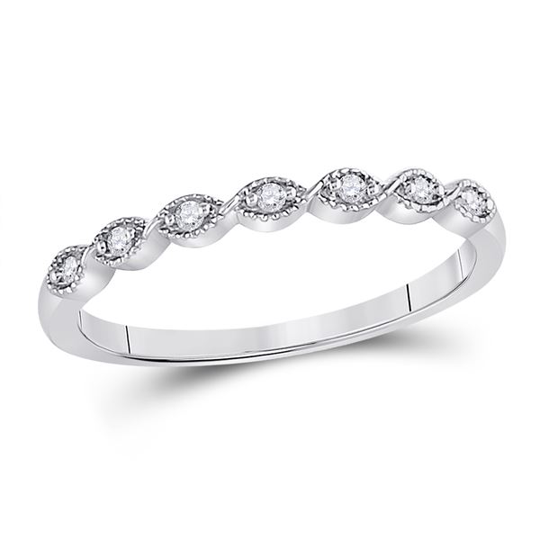 Diamond Classic Stackable Band Ring 1/20 Cttw 14kt White Gold