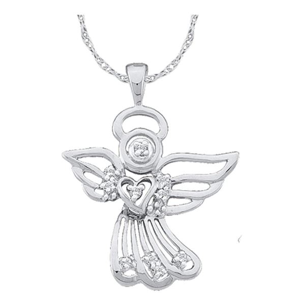 Diamond Guardian Angel Pendant 1/10 Cttw 14kt White Gold