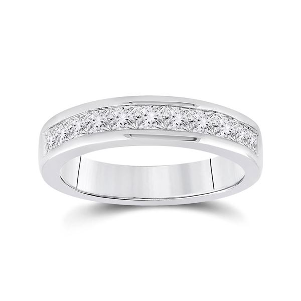 Princess Channel-set Diamond Single Row Wedding Band 1 Cttw 14kt White Gold