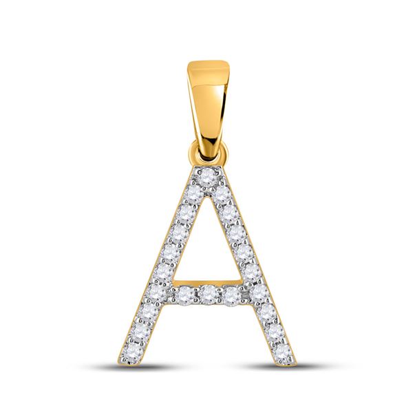 Diamond Initial A Letter Pendant 1/5 Cttw 10kt Yellow Gold