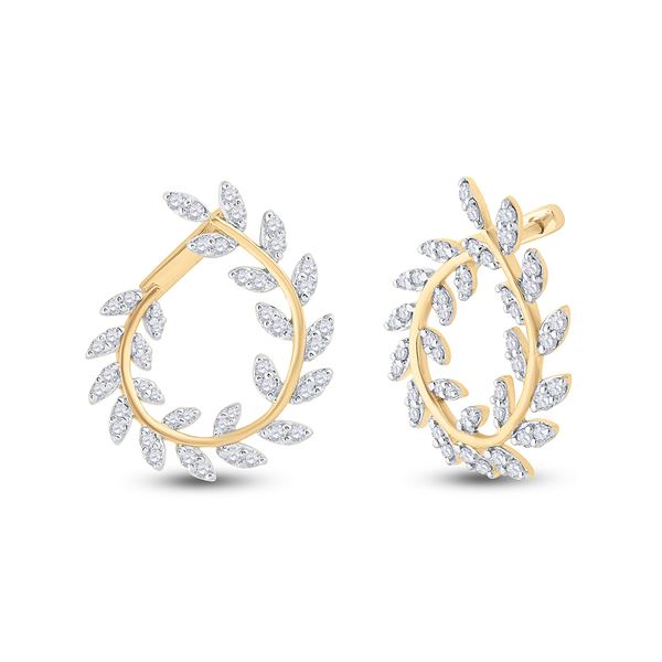Diamond Twist Vine Hoop Earrings 1 Cttw 14kt Yellow Gold