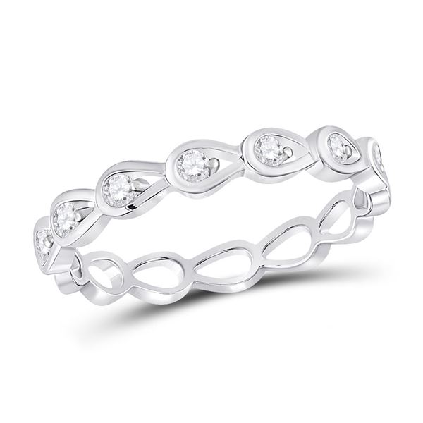 Diamond Stackable Band Ring 1/5 Cttw 10kt White Gold