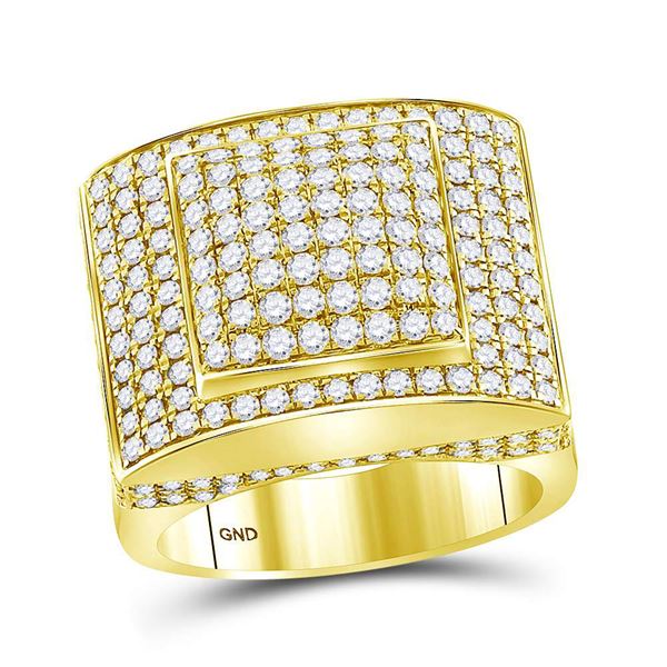 Mens Diamond Square Ring 3-3/4 Cttw 14kt Yellow Gold