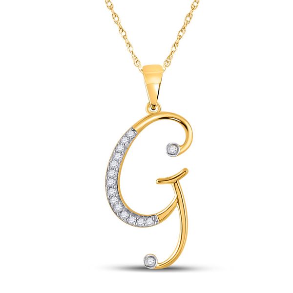 Diamond Initial G Letter Pendant 1/12 Cttw 10kt Yellow Gold