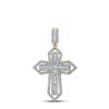 Image 1 : Mens Baguette Diamond Cross Charm Pendant 7/8 Cttw 14kt Yellow Gold