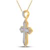 Image 2 : Mens Baguette Diamond Cross Charm Pendant 7/8 Cttw 14kt Yellow Gold