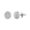 Image 1 : Sterling Silver Mens Diamond Circle Disk Stud Earrings 1/20 Cttw Sterling Silver