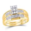 Image 2 : His Hers Diamond Cluster Matching Wedding Set 1/3 Cttw 10kt Yellow Gold