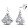 Image 1 : Diamond Fan Dangle Earrings 1/5 Cttw 10kt White Gold
