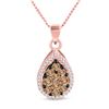 Image 1 : Brown Diamond Teardrop Pendant 3/4 Cttw 10kt Rose Gold