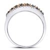 Image 4 : Brown Diamond Triple Row Band Ring 1/2 Cttw 10kt White Gold