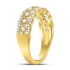 Image 4 : Diamond Triple Row Vintage-inspired Band Ring 1/3 Cttw 10kt Yellow Gold