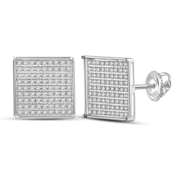 Diamond Square Earrings 1/2 Cttw 10kt White Gold