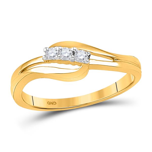 Diamond 3-stone Bridal Wedding Engagement Ring 1/10 Cttw 10kt Yellow Gold