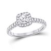 Diamond Halo Bridal Wedding Engagement Ring 1 Cttw 14kt White Gold