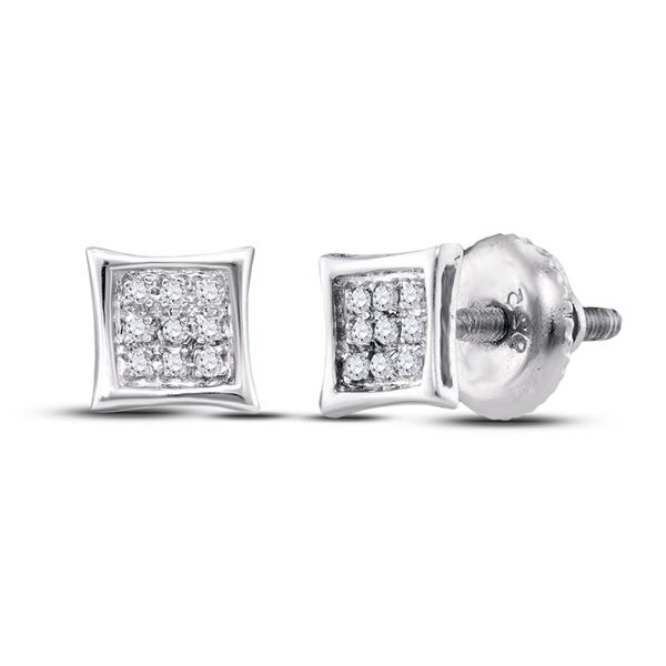 Sterling Silver Unisex Diamond Kite Cluster Stud Earrings 1/20 Cttw Sterling Silver