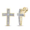 Diamond Cross Earrings 1/10 Cttw Yellow-tone Sterling Silver