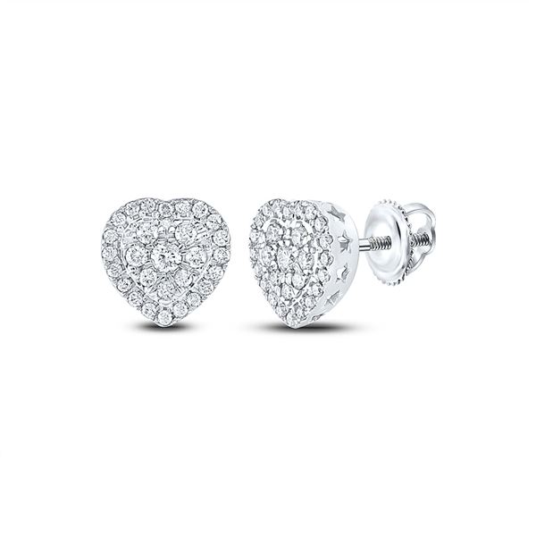 Diamond Heart Earrings 1/2 Cttw 10kt White Gold