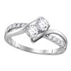 Diamond 2-stone Bridal Wedding Engagement Ring 5/8 Cttw 10kt White Gold