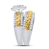 Image 4 : His Hers Diamond Cluster Matching Wedding Set 1-1/2 Cttw 14kt Two-tone Gold
