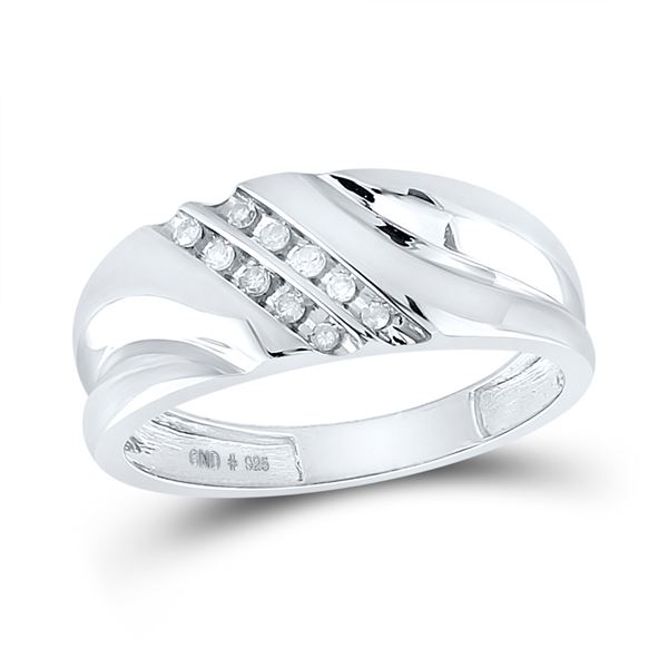Sterling Silver Mens Channel-set Diamond Wedding Band Ring 1/8 Cttw Sterling Silver