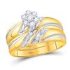 Image 2 : His Hers Diamond Cluster Matching Wedding Set 3/8 Cttw 10kt Yellow Gold