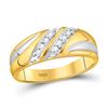 Image 3 : His Hers Diamond Cluster Matching Wedding Set 3/8 Cttw 10kt Yellow Gold