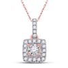 Image 1 : Diamond Square Pendant 1/6 Cttw 10kt Rose Gold