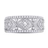Image 2 : Diamond Filigree Geometric Band Ring 1/2 Cttw 14kt White Gold