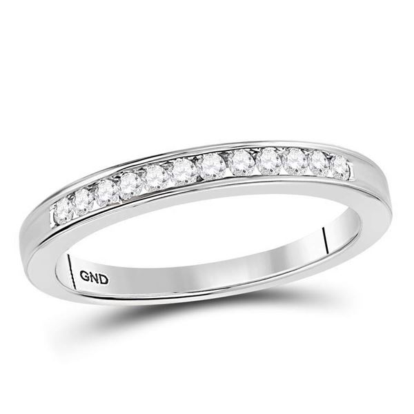 Channel-set Diamond Wedding Band 1/6 Cttw 14kt White Gold