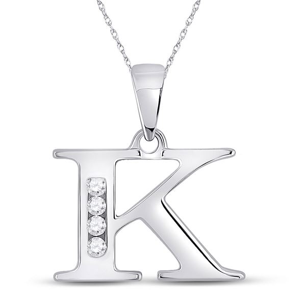 Diamond K Initial Letter Pendant 1/20 Cttw 10kt White Gold