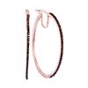 Image 1 : Red Color Enhanced Diamond Slender Hoop Earrings 1/4 Cttw 10kt Rose Gold