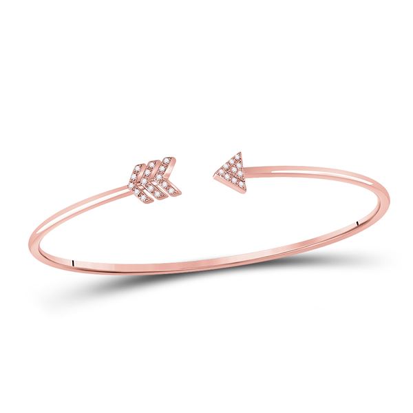 Diamond Arrow Bangle Bracelet 1/10 Cttw 10kt Rose Gold
